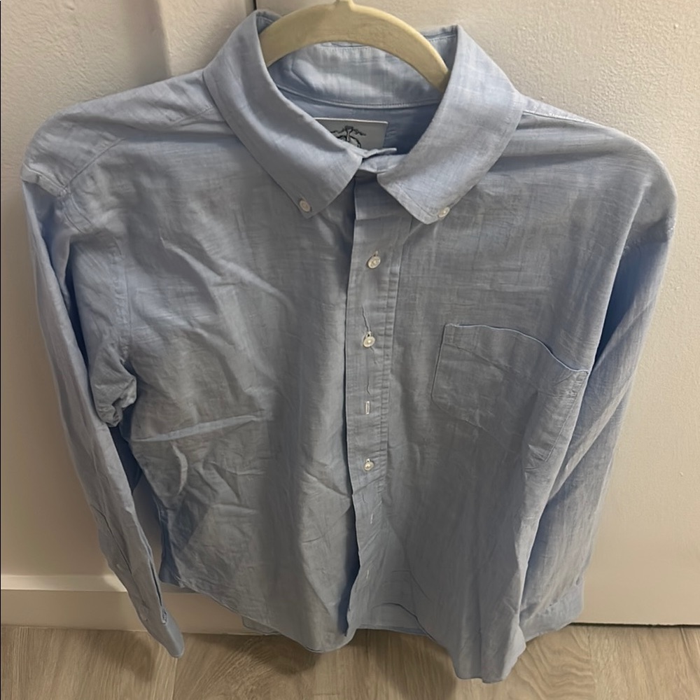 Blue Casual Button Down Shirt with Traditional Collar
